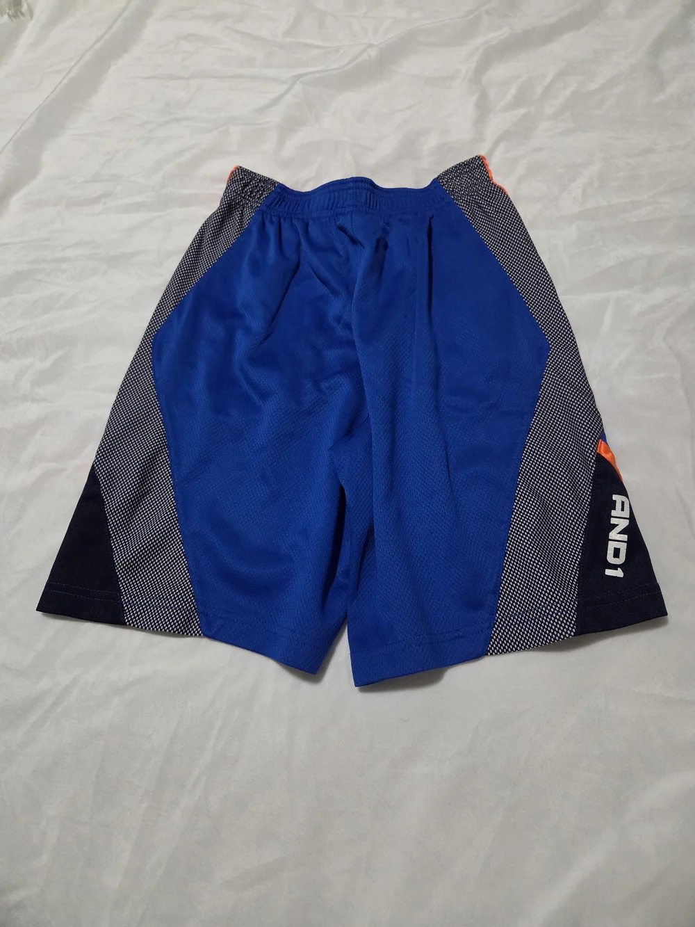 And1 Blue Athletic Shorts with Orange Accent